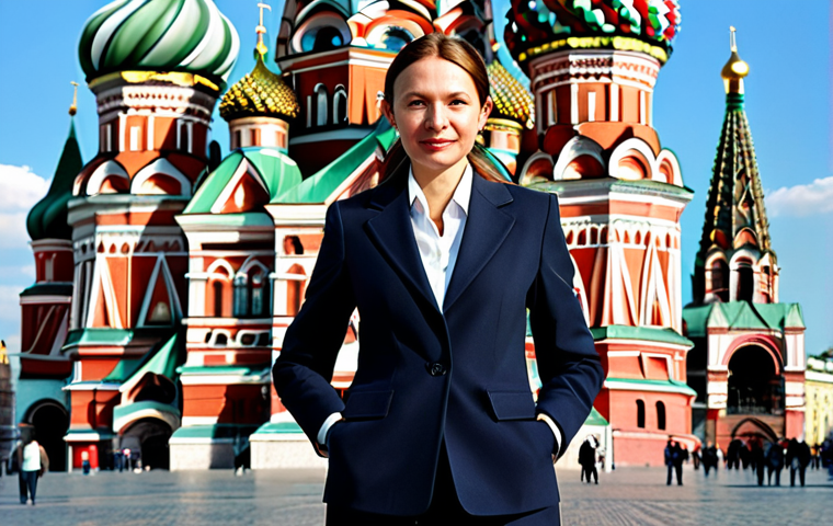 **
A professional businesswoman in Moscow, fully clothed in a modest, tailored business suit, standing confidently in front of the iconic Saint Basil's Cathedral on Red Square, appropriate attire, safe for work, perfect anatomy, natural proportions, daytime, bright lighting, professional photography, high quality, family-friendly.
**