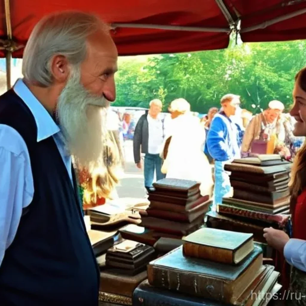 마술 전문점 - **Flea Market Discovery in Moscow's Izmailovsky Vernissage**
    A vibrant, bustling scene at the Iz...