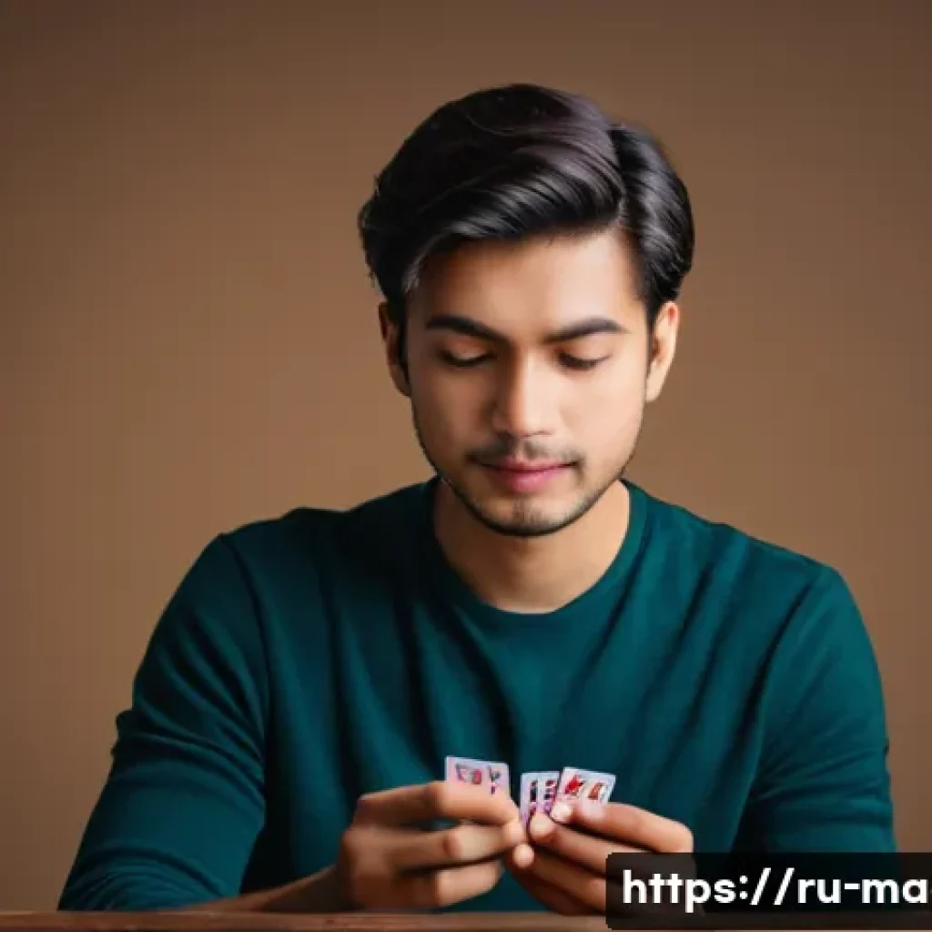 마술 배우기 비법 - A young male magician practicing card tricks at home, wearing casual clothes and focusing intently o...