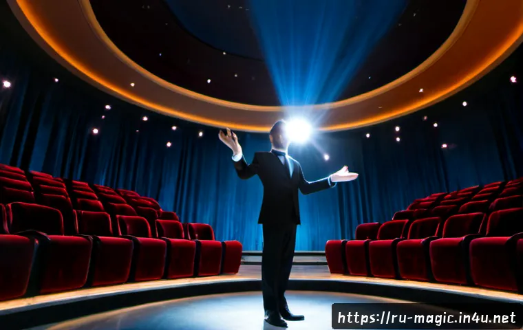 Home 17 마술과 현대 기술의 융합 - Photorealistic stage magician in an elegant dark suit performing a levitating crystal sphere illusio...